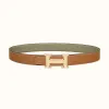 爱马仕/Hermes H 条纹皮带扣&双面皮腰带32毫米 H064550CC06-H073996CAAG090
