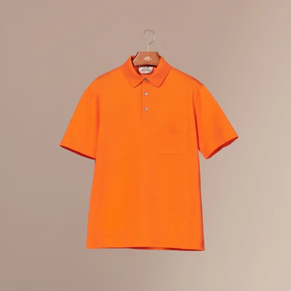 爱马仕/Hermes Broderie H纽扣领polo衫 H072325HA30XS