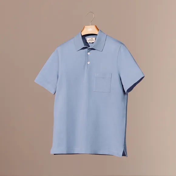 爱马仕/Hermes Broderie H纽扣领polo衫 H072325HA69XS