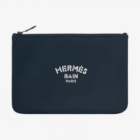 爱马仕/Hermes 蓝色 “Hermès Bain 羽冠捷豹”Neobain收纳包，中号 H103160M_02
