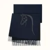 爱马仕/Hermes Cheval au Trait皮革拼贴细节围巾 H393782T-03