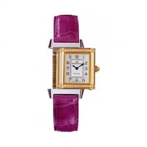 积家/Jaeger LeCoultre Reverso 翻转腕表系列  18k黄金-不锈钢镶钻镶嵌64颗重0.45克拉 石英机芯