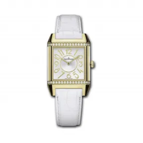 积家/Jaeger LeCoultre Reverso 翻转腕表系列  18k黄金镶钻，36颗~0.55克拉 石英机芯 女表 Q