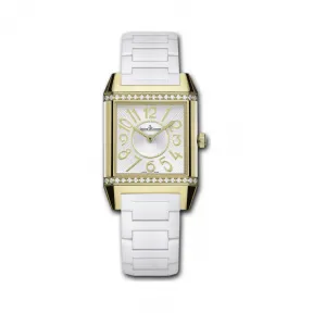 积家/Jaeger LeCoultre Reverso 翻转腕表系列  18k黄金镶钻，36颗0.55克拉 石英机芯 女表 Q7