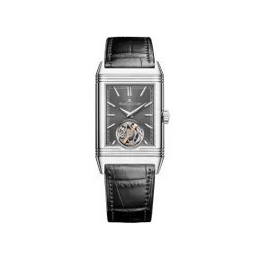 积家/Jaeger LeCoultre Reverso Tribute Duoface Tourbillon翻转系列双面双时区陀飞轮腕表手动上链男士腕表精钢款Q392845J