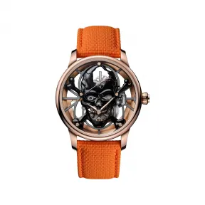 雅克德罗/Jaquet Droz 骷髅镂空陀飞轮腕表 (Tourbillon Skelet Skull) 41 MM 18K红金表壳。. 自动机械机芯 男表 J0135230011