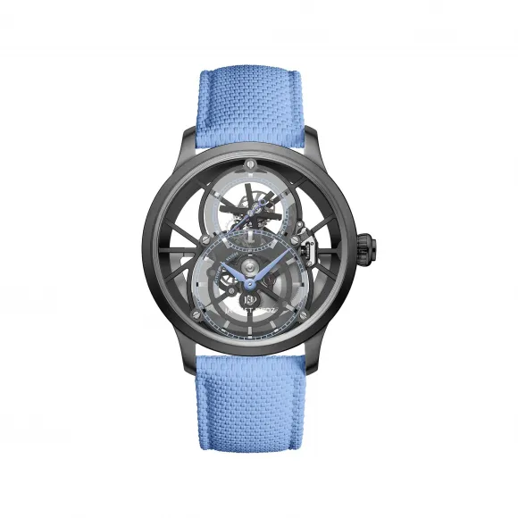 雅克德罗/Jaquet Droz 骷髅镂空陀飞轮腕表 (Tourbillon Skelet Skull) 42.30 MM 黑色陶瓷表壳. 黑色陶瓷表冠 自动机械机芯 男表 J0135250091