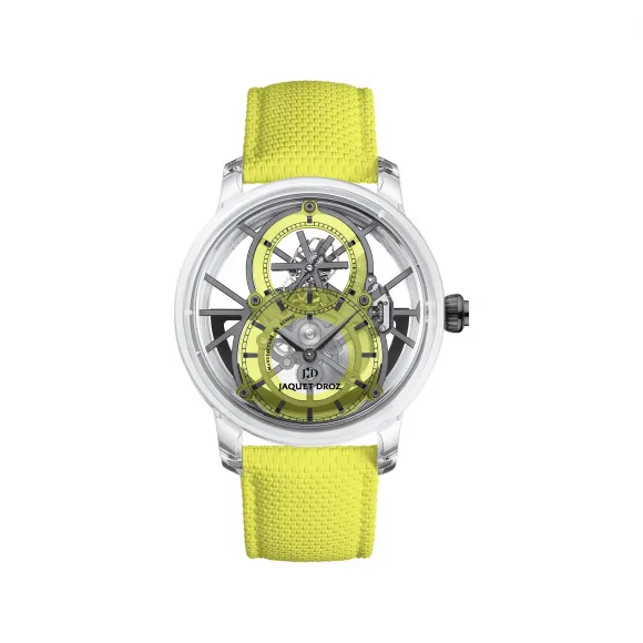 雅克德罗/Jaquet Droz 骷髅镂空陀飞轮腕表 (Tourbillon Skelet Skull) 42 MM 合成蓝宝石水晶表壳. 18K白金防水管和护轴 自动机械机芯 男表 J0135270031