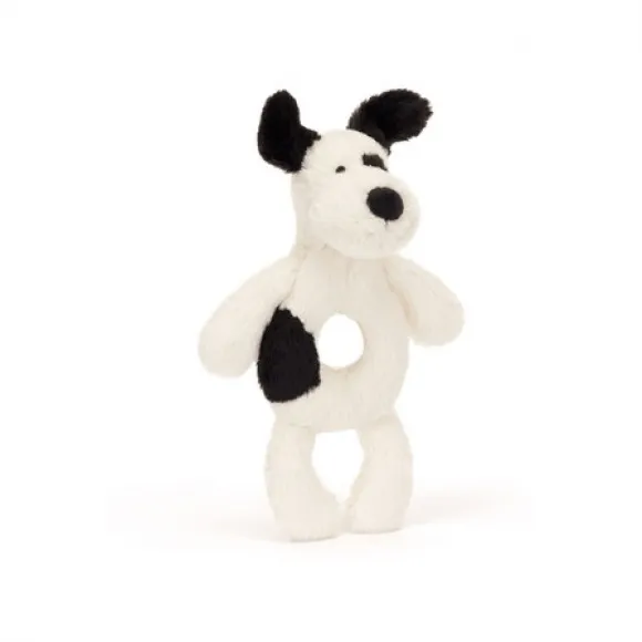 邦尼兔/Jellycat Bashful Black & Cream Puppy Ring Rattle BRR4BCP