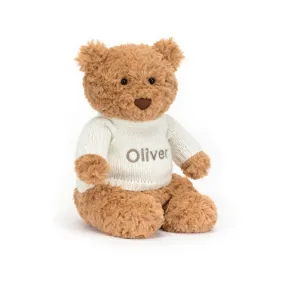 邦尼兔/Jellycat Bartholomew Bear with Personalised Cream Jumper JUMPCBARM3BR