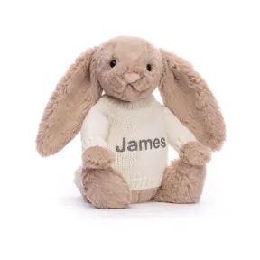 邦尼兔/Jellycat Bashful Beige Bunny with Personalised Cream Jumper JUMPCBAS3B