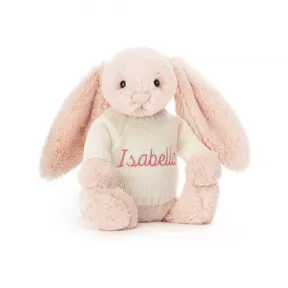 邦尼兔/Jellycat Bashful Blush Bunny with Personalised Cream Jumper JUMPCBAS3BLU