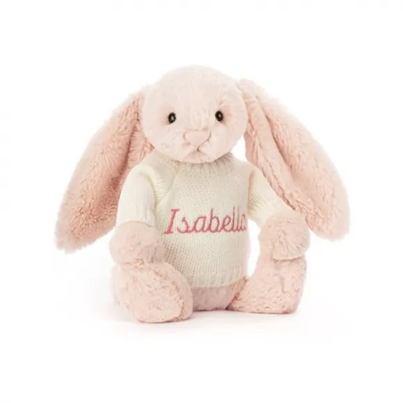 邦尼兔/Jellycat Bashful Blush Bunny with Personalised Cream Jumper JUMPCBAS3BLU