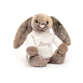 邦尼兔/Jellycat Bashful Cottontail Bunny with Personalised Cream Jumper JUMPCBAS3BW