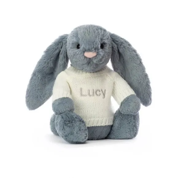 邦尼兔/Jellycat Bashful Dusky Blue Bunny with Personalised Cream Jumper JUMPCBAS3DUSKB