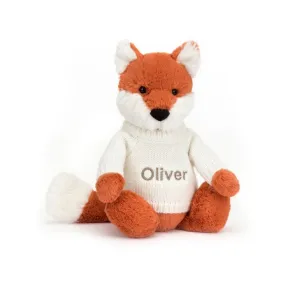 邦尼兔/Jellycat Bashful Fox Cub with Personalised Cream Jumper JUMPCBAS3FXC
