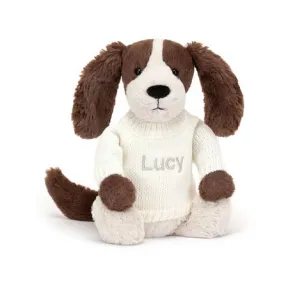 邦尼兔/Jellycat Bashful Fudge Puppy with Personalised Cream Jumper JUMPCBAS3SPAN