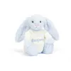 邦尼兔/Jellycat Bashful Blue Bunny with Personalised Cream Jumper JUMPCBAS4BB