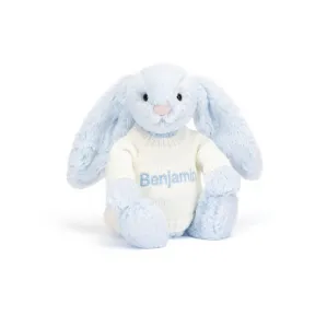 邦尼兔/Jellycat Bashful Blue Bunny with Personalised Cream Jumper JUMPCBAS4BB