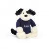 邦尼兔/Jellycat Bashful Black &amp; Cream Puppy with Personalised Navy Jumper JUMPNBAS3BCP