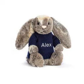 邦尼兔/Jellycat Bashful Cottontail Bunny with Personalised Navy Jumper JUMPNBAS3BW