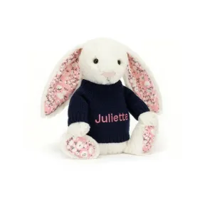 邦尼兔/Jellycat Blossom Cherry Bunny with Personalised Navy Jumper JUMPNBL3CHE