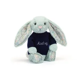 邦尼兔/Jellycat Blossom Sage Bunny with Personalised Navy Jumper JUMPNBL3SG