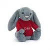 邦尼兔/Jellycat Bashful Dusky Blue Bunny with Personalised Red Jumper JUMPRBAS3DUSKB