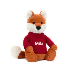 邦尼兔/Jellycat Bashful Fox Cub with Personalised Red Jumper JUMPRBAS3FXC