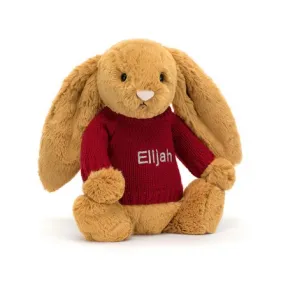 邦尼兔/Jellycat Bashful Golden Bunny with Personalised Red Jumper JUMPRBAS3GDB