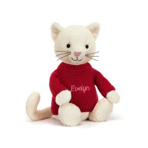 邦尼兔/Jellycat Bashful Cream Kitten with Personalised Red Jumper JUMPRBAS3KIT