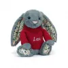 邦尼兔/Jellycat Blossom Dusky Blue Bunny with Personalised Red Jumper JUMPRBL3DUSK
