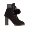 Jimmychoo/吉米周 黑色绒面革靴子配皮毛绒球 ELBA95DFO010003