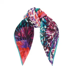 Jimmychoo/吉米周 紫红色和稻草棕榈印花真丝围巾 j000063576001