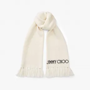 Jimmychoo/吉米周 JUTTA围巾-刺绣 logo 拿铁色羊毛围巾 JUTTAH65087300S730081054