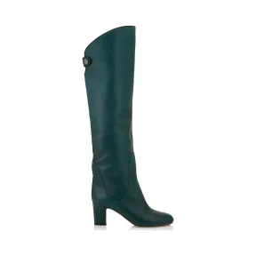 Jimmychoo/吉米周 深绿色光滑皮革穿上靴子 MINERVA65SQM034383