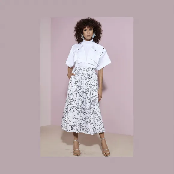 凯卓/Kenzo 女士 白色 裙子 画线裙 F751JU0445K5.01.38