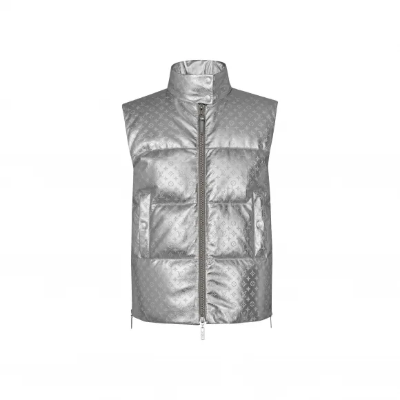 路易威登/Louis Vuitton(LV) 女士 MONOGRAM 银色压纹羽绒背心 1A5J9C