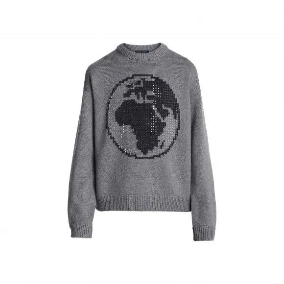 路易威登/Louis Vuitton(LV) 男士 地球装饰嵌花圆领毛衣 1A5PNX