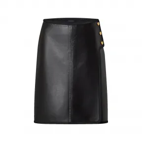 路易威登/Louis Vuitton(LV) 皮革围裙标签迷你裹身裙 - 女式 - 成衣 1AB7CL