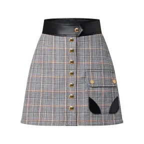 路易威登/Louis Vuitton(LV) 皮革饰边格纹迷你裙 - 奢华半身裙和短裤 - 成衣| SHOPBOP 女子 1ABRGF 1ABRGF