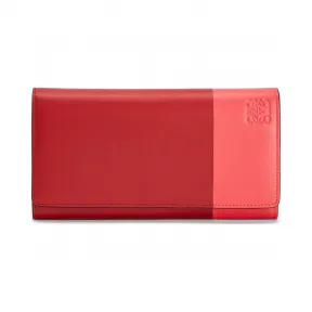 罗意威/Loewe Color Block Continental WalletPomodoro/Poppy Pink 109.10.K98