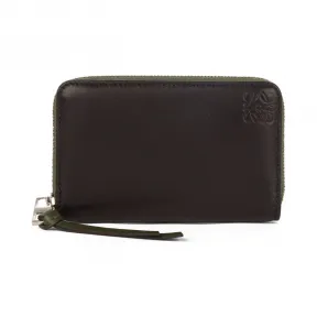 罗意威/Loewe 拉链卡包黑色/军绿色 109.80.J56