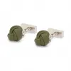 罗意威/Loewe Leather Button Cufflinks Khaki Green/palladium 111.25.701