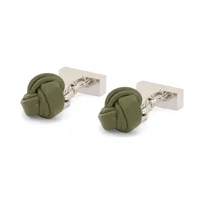 罗意威/Loewe Leather Button Cufflinks Khaki Green/palladium 111.25.701