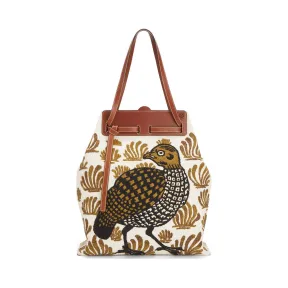 罗意威/Loewe Lazo Tote AnimalsWhite/Green 303.42.Z22