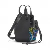 罗意威/Loewe Hammock Drawstring Floral Mini BagPeacock Blue 303.50.V07
