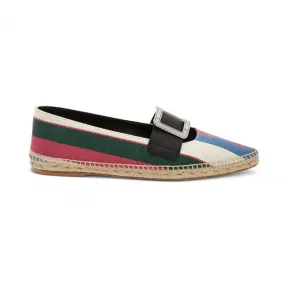 罗意威/Loewe Pointy Buckle EspadrillePink/Green/Light Blue 453.10.343