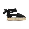 罗意威/Loewe Wedge Ribbon Espadrille黑色 453.10.351
