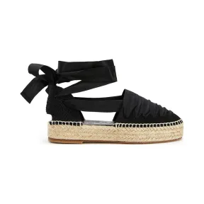 罗意威/Loewe Wedge Ribbon Espadrille黑色 453.10.351